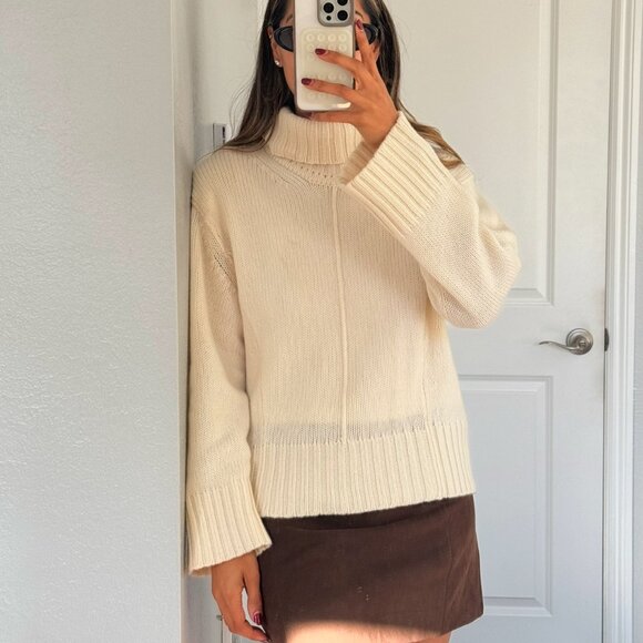 Forte Cashmere Turtleneck Sweater- Cream (S) - Picture 1 of 5
